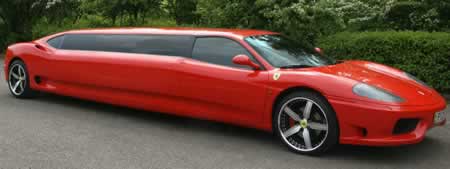 Red Ferrari stretch limo