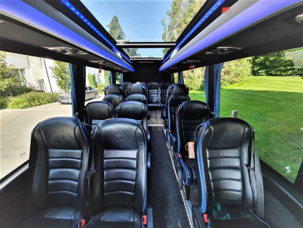 16-seat Mercedes minibus interior view