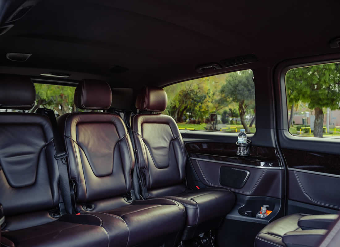Interior of a Viano MPV showing face to face seating.