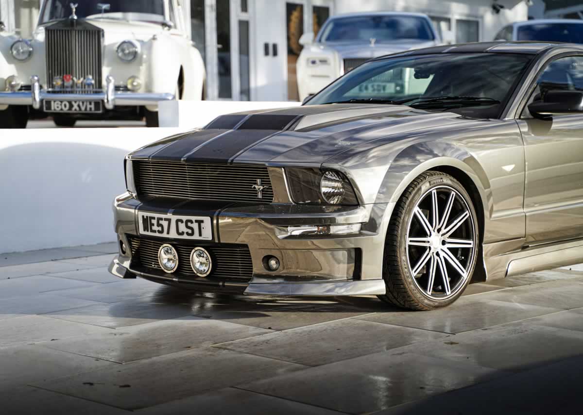Ford Mustang American Muscle Car front passenger side view closeup