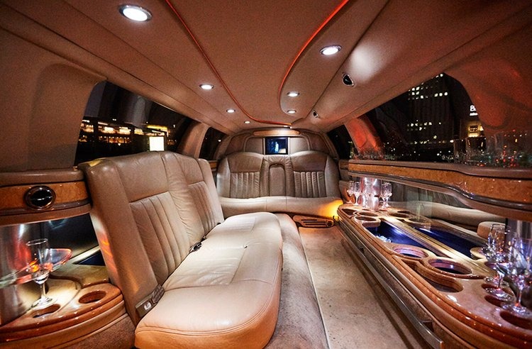 black Lncoln Town Car interior